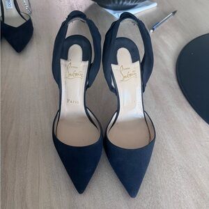 Christian Louboutin Black Pointed Toe Slingback Pumps